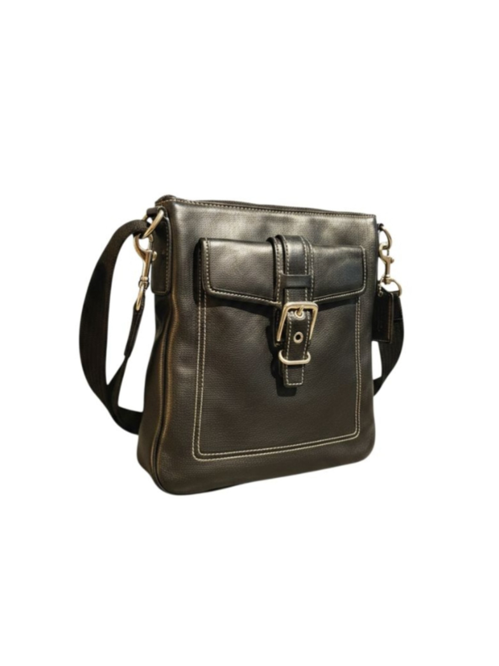 Coach Black Leather Crossbody Bag One Size Gold Hardware